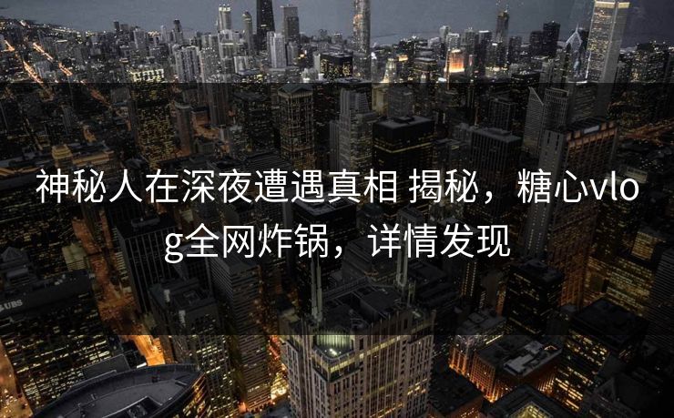 神秘人在深夜遭遇真相 揭秘，糖心vlog全网炸锅，详情发现