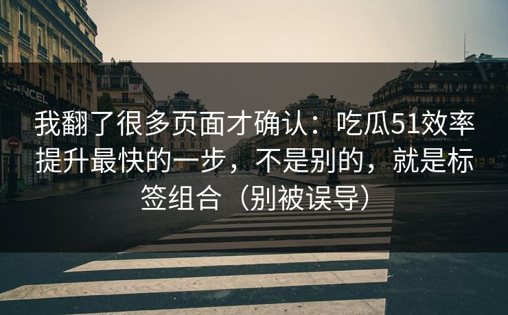 我翻了很多页面才确认：吃瓜51效率提升最快的一步，不是别的，就是标签组合（别被误导）