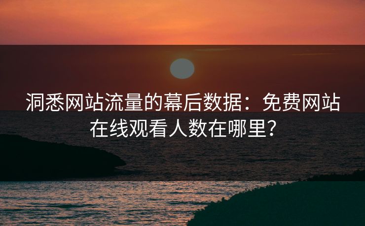 洞悉网站流量的幕后数据：免费网站在线观看人数在哪里？