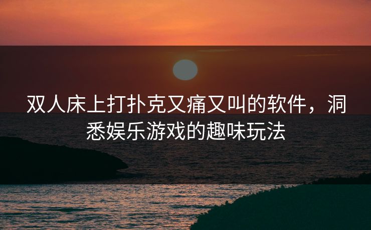 双人床上打扑克又痛又叫的软件，洞悉娱乐游戏的趣味玩法