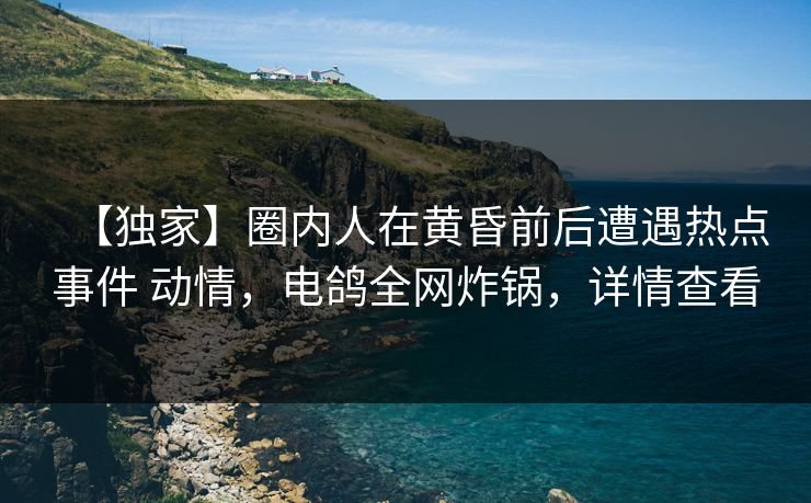 【独家】圈内人在黄昏前后遭遇热点事件 动情，电鸽全网炸锅，详情查看