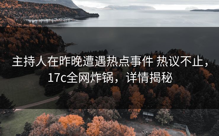 主持人在昨晚遭遇热点事件 热议不止，17c全网炸锅，详情揭秘