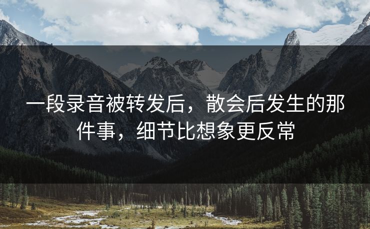 一段录音被转发后，散会后发生的那件事，细节比想象更反常