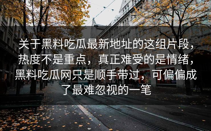 关于黑料吃瓜最新地址的这组片段，热度不是重点，真正难受的是情绪，黑料吃瓜网只是顺手带过，可偏偏成了最难忽视的一笔